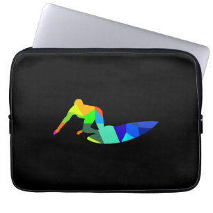 Farbenfroher Regenbogen-Surfsport Laptopschutzhülle