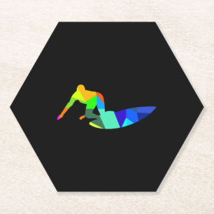 Farbenfroher Regenbogen-Surfsport Untersetzer