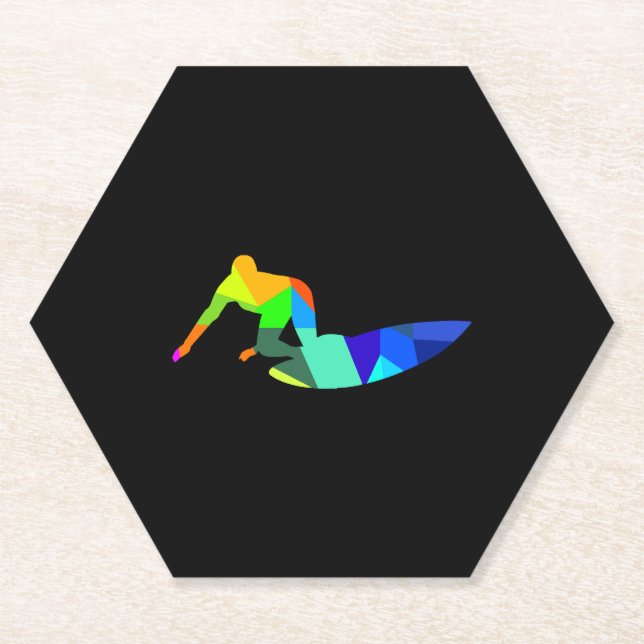 Farbenfroher Regenbogen-Surfsport Untersetzer (Vorderseite)