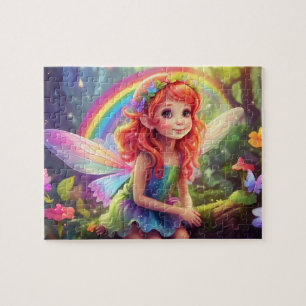 Farbenfroher Regenbogen und Niedliche Fee Puzzle