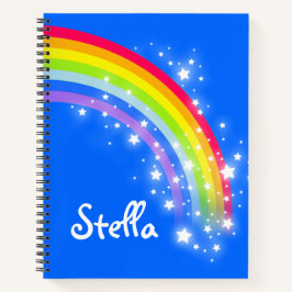 Farbenfroher Regenbogenblauer Himmel und Sternenhi Notizbuch