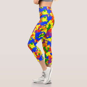 Farbenfroher Regenbogenspass Camouflage Camouflage Capri Leggings