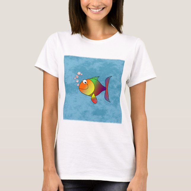 Farbenfroher Regenbogenspass Lächelnd Niedlicher F T-Shirt (Vorderseite)
