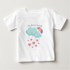 Farbenfroher Regenschirm mit Niedlichen Wolken Baby T-shirt