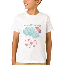 Farbenfroher Regenschirm mit Niedlichen Wolken