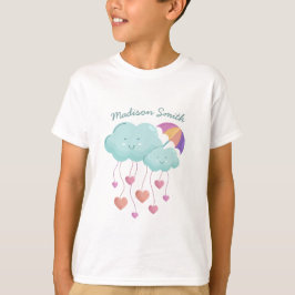 Farbenfroher Regenschirm mit Niedlichen Wolken T-Shirt