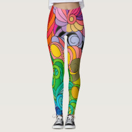 Farbenfroher Retro Blume Power der 60er Jahre Leggings
