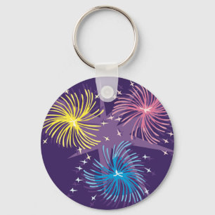 Farbenfroher Retro-Feuerwerk-Ausbruch Schlüsselanhänger