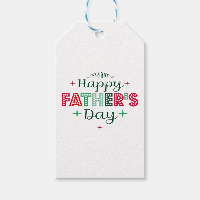 farbenfroher Retro glücklicher Vater Tag Geschenkanhänger (Vorderseite)