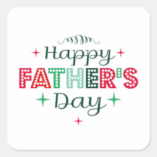 farbenfroher Retro glücklicher Vater Tag Quadratischer Aufkleber