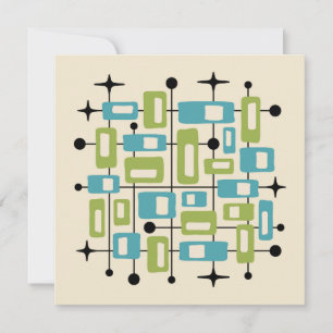 Farbenfroher Retro-Mid-Century-Modern-Atom-Abstrak Einladung