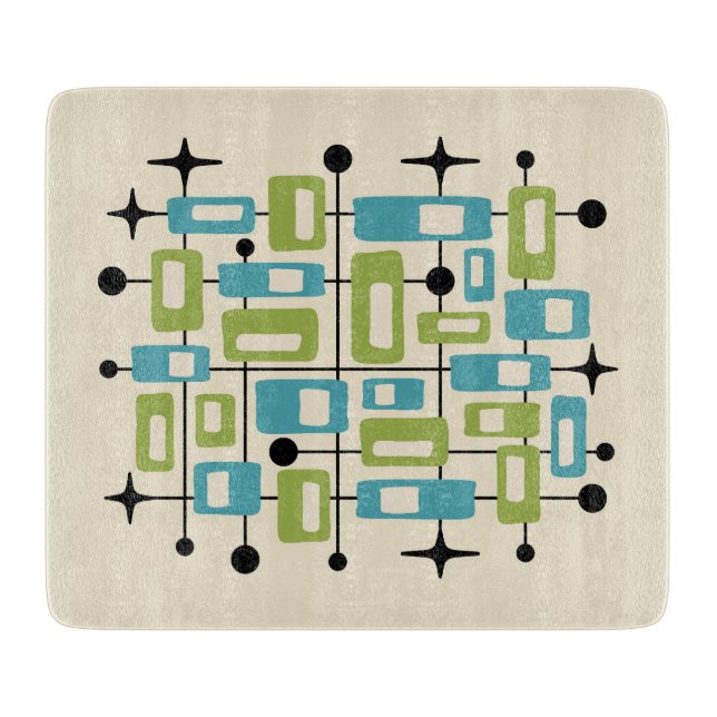 Farbenfroher Retro-Mid-Century-Modern-Atomarer-Abs Schneidebrett (Vorderseite)
