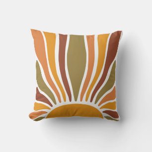 Farbenfroher Retro-Vintage-Sonnenaufgang Kissen