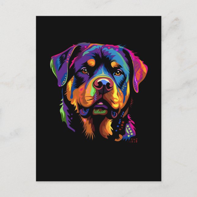Farbenfroher Rottweiler Postkarte (Vorderseite)