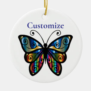 Farbenfroher Schmetterling Donner_Cove Keramik Ornament