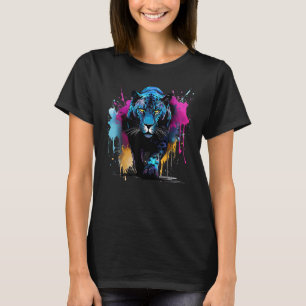 Farbenfroher schwarzer Jaguar-Wildtier-Großkatzenl T-Shirt
