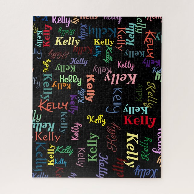 Farbenfroher Schwarzer Spaß - Mit Monogramm Heraus Puzzle (Vertikal)