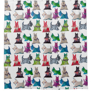 Farbenfroher Scotties Duschvorhang