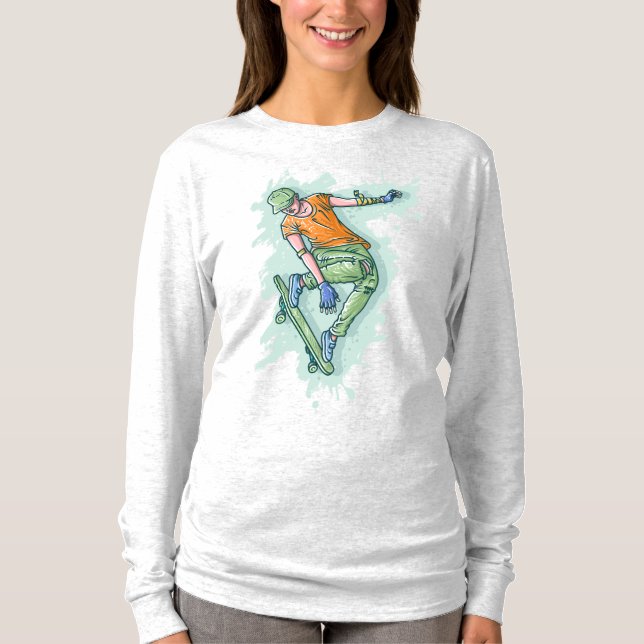Farbenfroher Skater, lustige Illustration T-Shirt (Vorderseite)