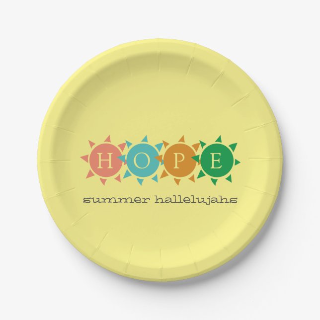 Farbenfroher Sommerspass Sonne MONOGRAM Hoffnung Pappteller (Vorderseite)