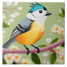 Farbenfroher Songbird auf blühenden Branchen