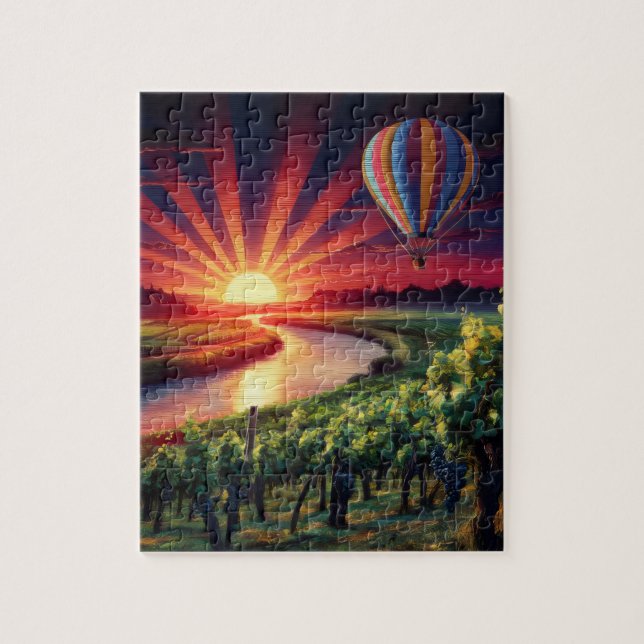 Farbenfroher Sonnenaufgang im Napa-Tal Heißluftbal Puzzle (Vertikal)
