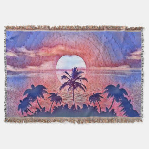 Farbenfroher Sonnenuntergang am Strand Aquarellmal Decke