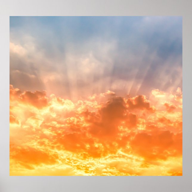 Farbenfroher Sonnenuntergang: feuchter Himmel. Poster (Vorne)