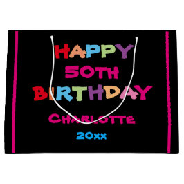 Farbenfroher Spaß Individuelle Name Jahr Geburtsta Große Geschenktüte