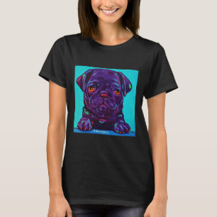 Farbenfroher Spaß Schwarzer Mops- J. Whitsell Art  T-Shirt