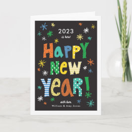 Farbenfroher Spaß zum Neujahrsfest Feiertagskarte