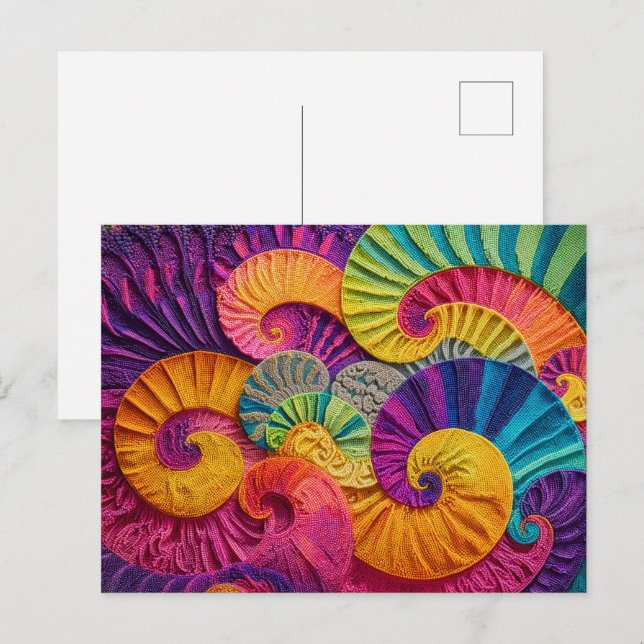 Farbenfroher Spiral-Hintergrund mit lebendiger Ene Postkarte (Vorne/Hinten)