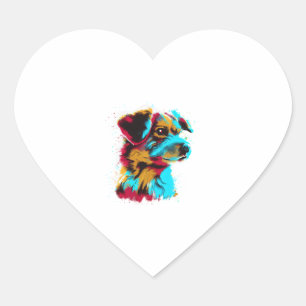 farbenfroher Splash Hund, der eine gute Zeit hat, Herz-Aufkleber