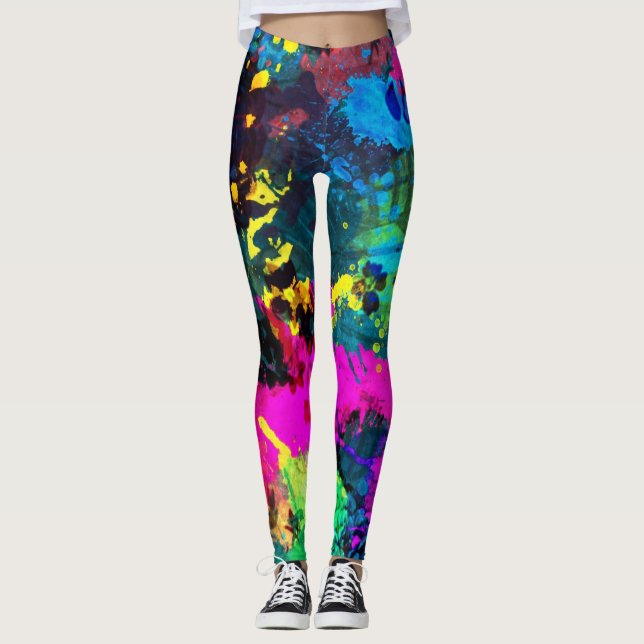 Farbenfroher Spritzer Leggings (Vorderseite)
