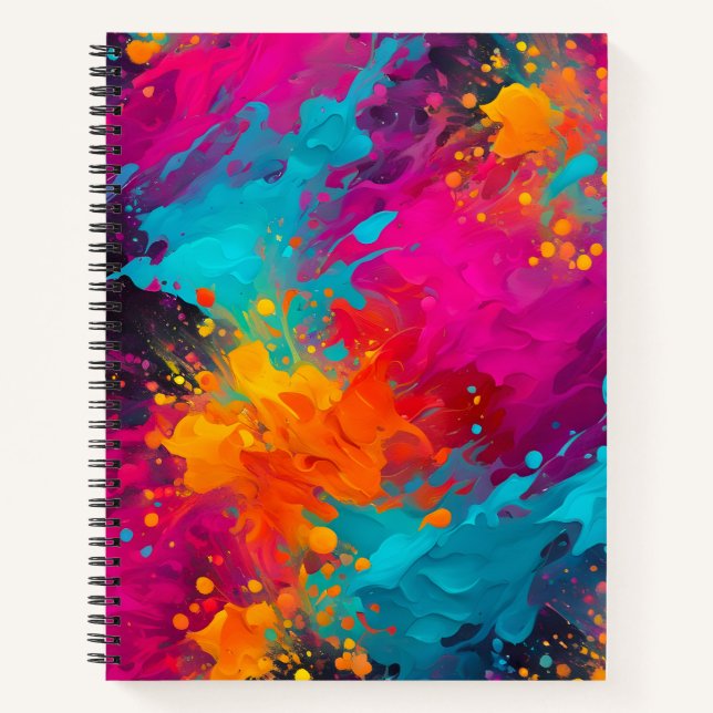 Farbenfroher Spritzer Paint Art SpiralNotebook Notizbuch (Vorderseite)
