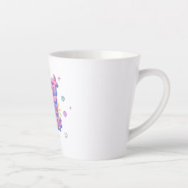 Farbenfroher Sprüch in Blasenbuchstaben Milchtasse