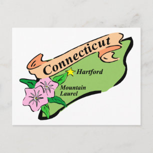 Farbenfroher Staat der T-Shirts von Connecticut Ma Postkarte