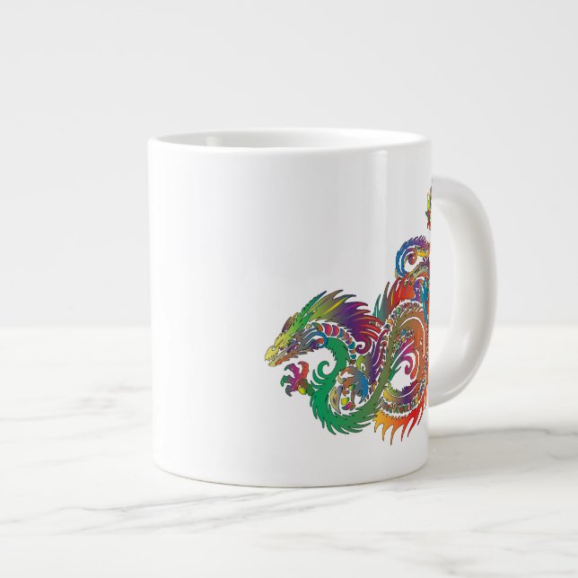 Farbenfroher Stammesdrache Jumbo-Tasse (Vorderseite Rechts)