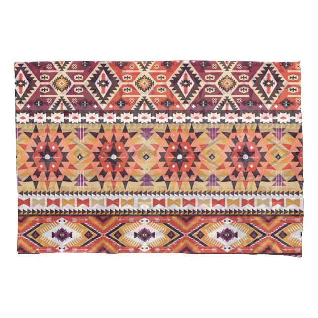 Farbenfroher Stammesstil, lebendiges, nahtloses Mu Kissenbezug (Vorderseite)