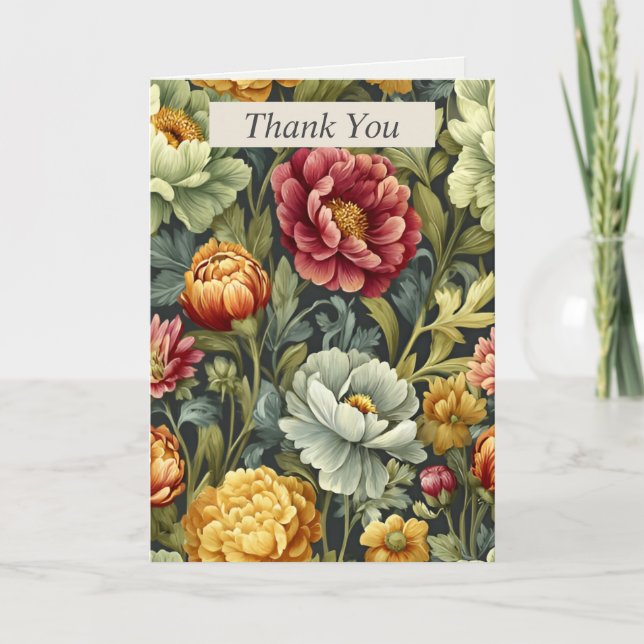 Farbenfroher Stift Gezeichnet Blume Danke Karte (Vorderseite)