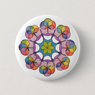 Farbenfroher Stift Gezeichnet Geometric Mandala Sp Button