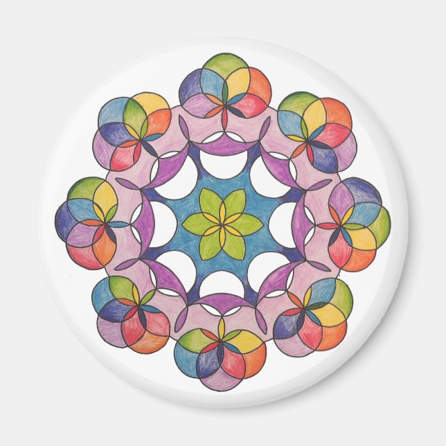 Farbenfroher Stift Gezeichnet Geometric Mandala Sp Magnet (Vorne)
