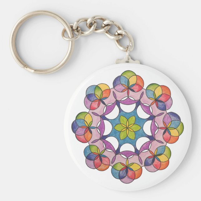 Farbenfroher Stift Gezeichnet Geometric Mandala Sp Schlüsselanhänger (Vorne)