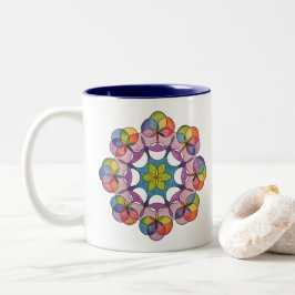 Farbenfroher Stift Gezeichnet Geometric Mandala Sp Zweifarbige Tasse