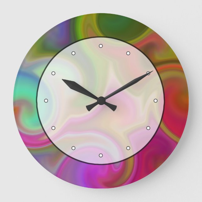 Farbenfroher Swirl Abstrakt. Große Wanduhr (Vorderseite)