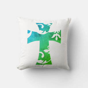 farbenfroher SWIRL CROSS Kissen