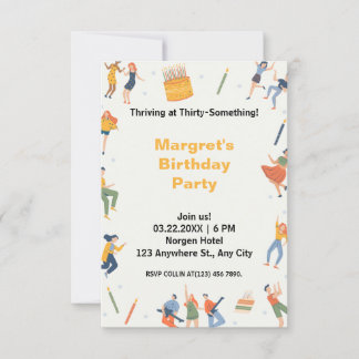 Farbenfroher Tanz und niedlicher Geburtstag Einladung