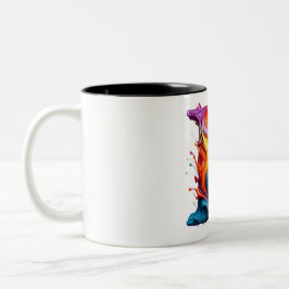 Farbenfroher Tasse mit Buchstabe "E" in flüssiger