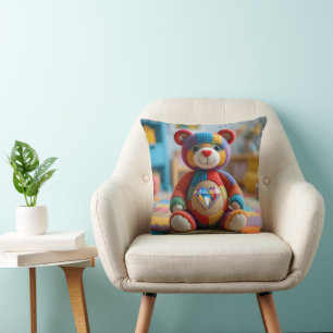 Farbenfroher Teddybär Kissen