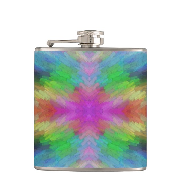 Farbenfroher Tie-Dye-Stil Kunst Flachmann (Vorderseite)